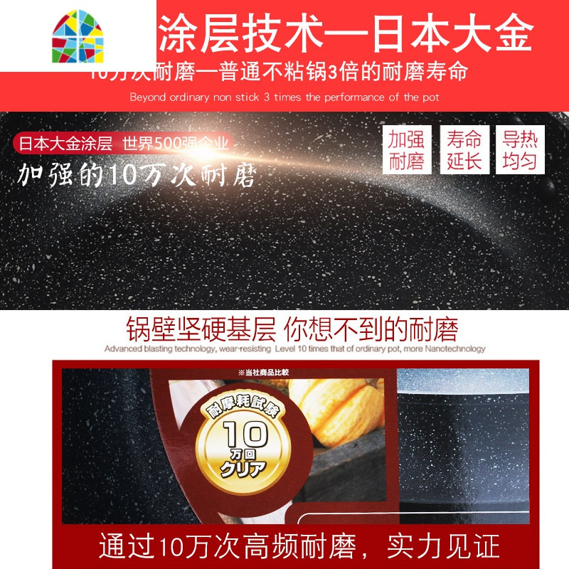 日式方形玉子烧锅迷你不粘锅厚蛋烧小煎锅平底锅燃气电磁炉 FENGHOU 麦饭石色配专用铲15X18cm