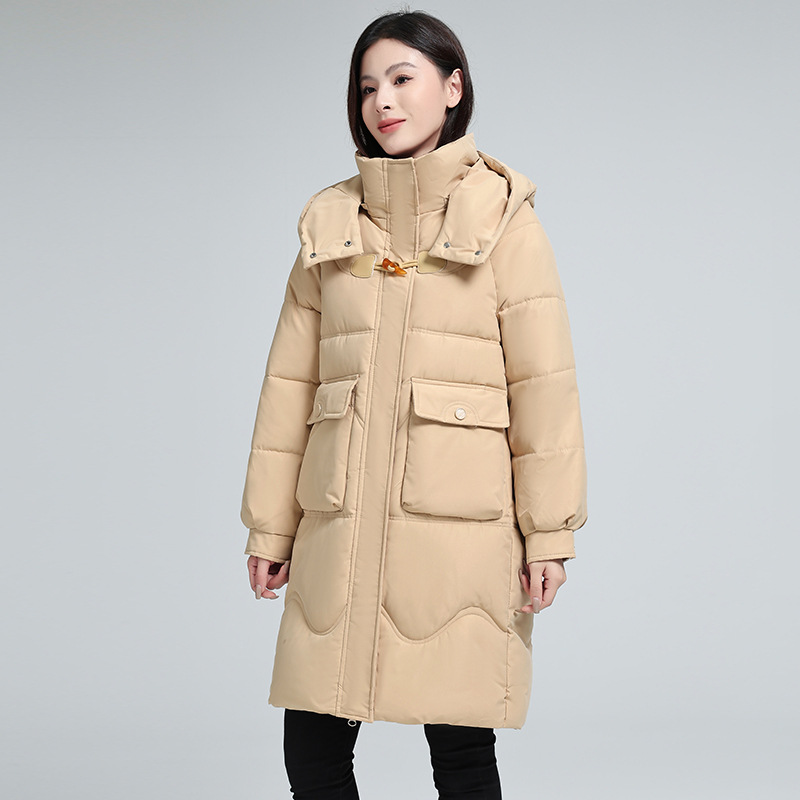 羽绒棉服2024年冬季新款韩版加厚中长款时尚百搭保暖棉袄棉衣外套 卡其 L