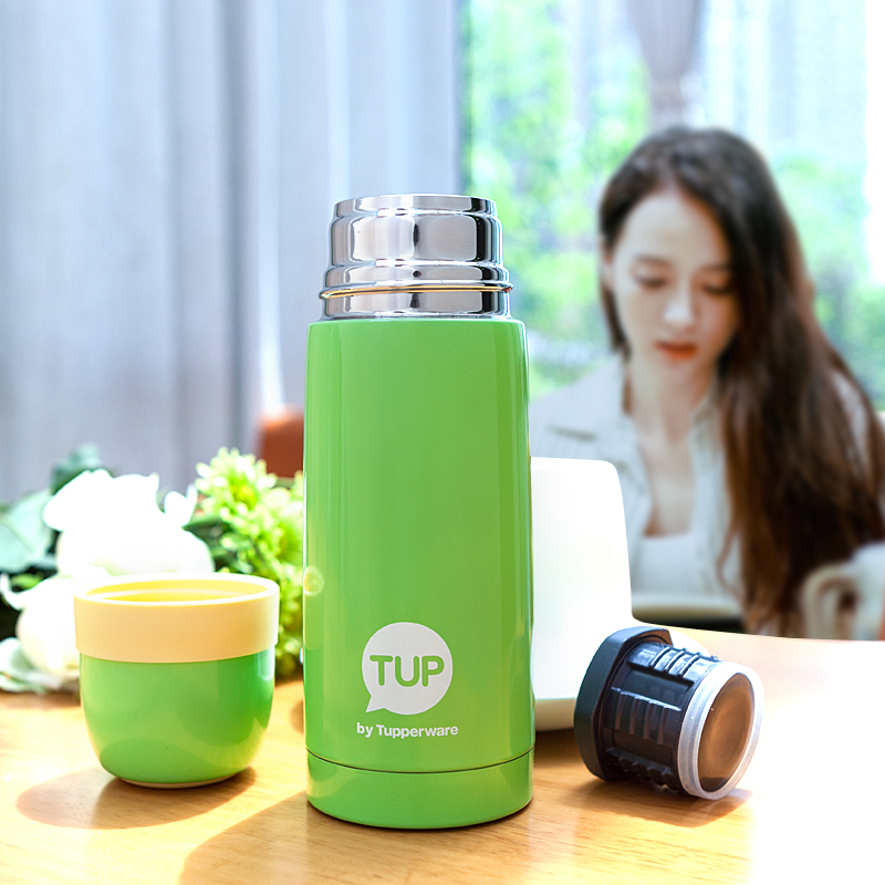 特百惠（Tupperware）不锈钢真空杯保温杯便携男女士水杯 350ML艾草绿
