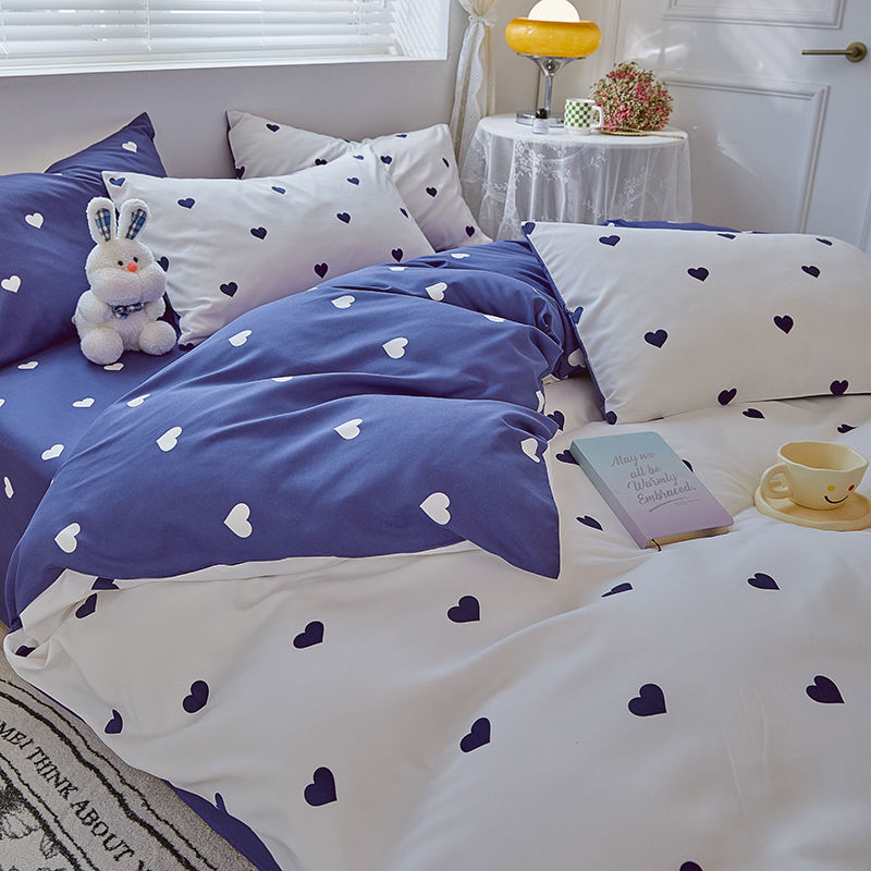 南极人床上四件套被套床品学生宿舍床单三件套床上用套 2.0床单四件套-被套200x230 爱心-深蓝