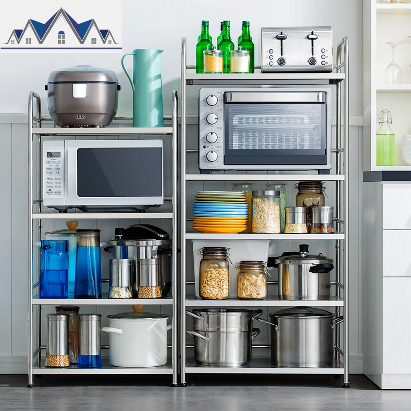不锈钢厨房置物架落地多层收纳架微波炉架子锅架家用烤箱架储物柜_1_542高清大图
