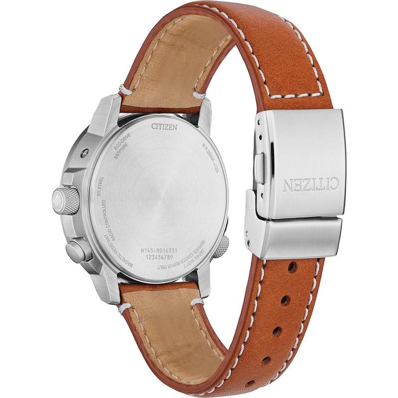 Citizen西铁城男士光动能原子表时区全自动日历蓝盘钛合金商务防高清大图