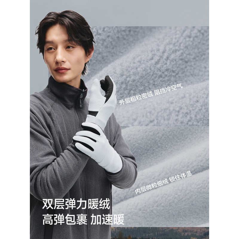 蕉下绒感保暖手套PM360-藤雾灰-M高清大图