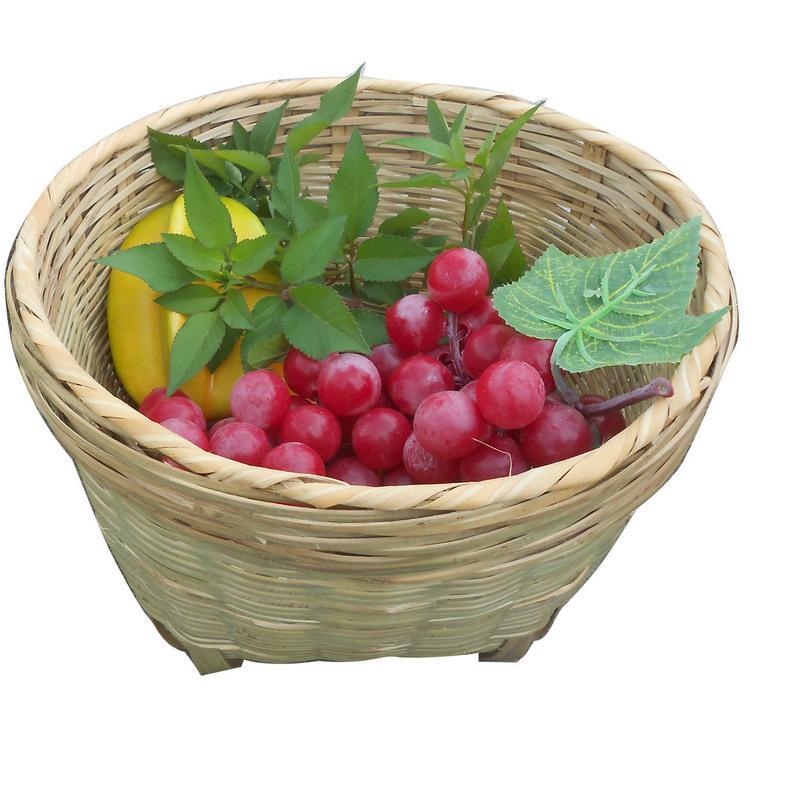 竹制品农家手工水果筐家用点心篮馒头篮竹篮竹筐竹筛子圆簸箕直径24高