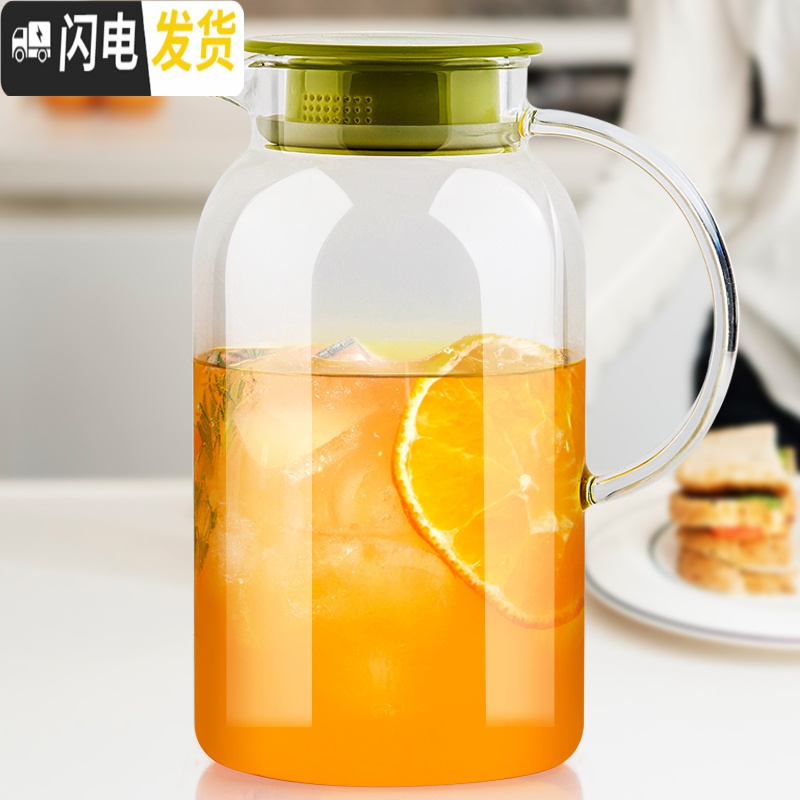 三维工匠耐热玻璃冷水壶高温防爆家用大容量水瓶凉白开水杯茶壶套装凉水壶 鸭嘴壶1.3可装小于60度水高清大图