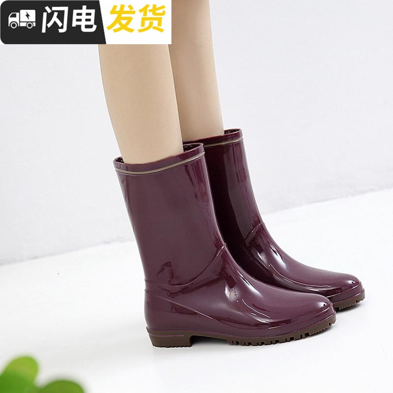 启如女士雨靴 日式雨鞋女成人中筒雨靴时尚靴加绒防胶鞋防滑保暖鞋套鞋启如 价格图片品牌报价 苏宁易购巴乔鞋靴专营店