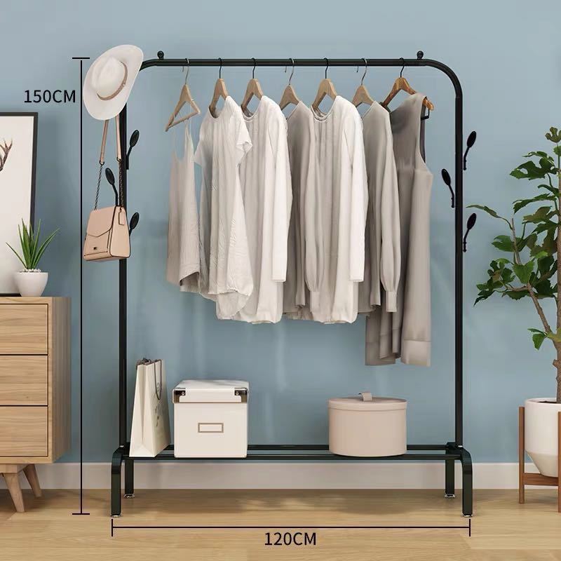 衣帽架落地晾衣杆室内阳台晒衣服架子宿舍收纳架挂衣服单杆晾衣架