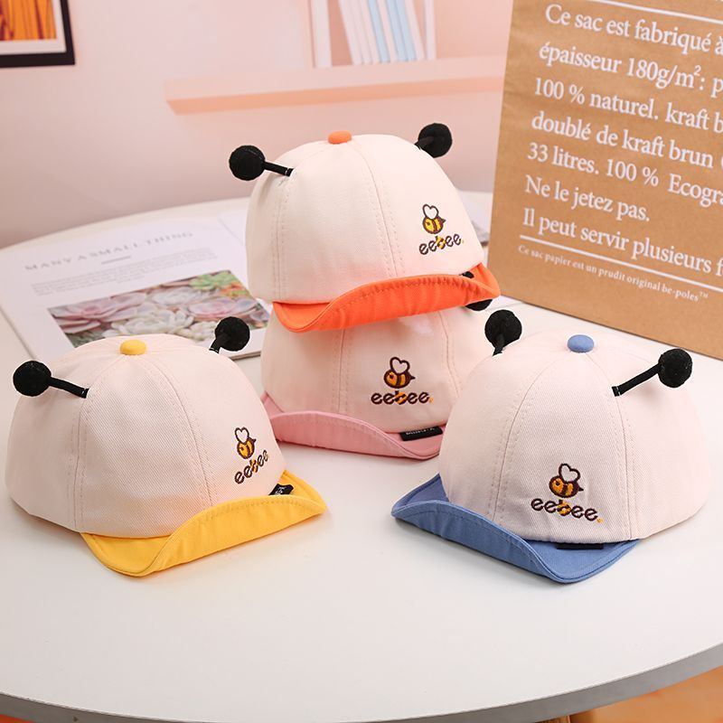 婴儿鸭舌帽春秋可爱超萌小熊拼色男女儿童棒球帽软檐帽子秋季