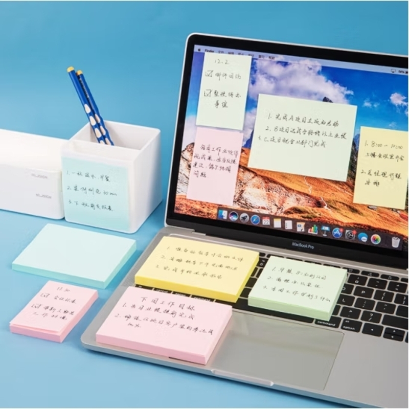得力(deli)12本彩色便利贴粘性便签纸 76*51mm备忘留言纸/记事贴/自粘留言本办公用品P07155