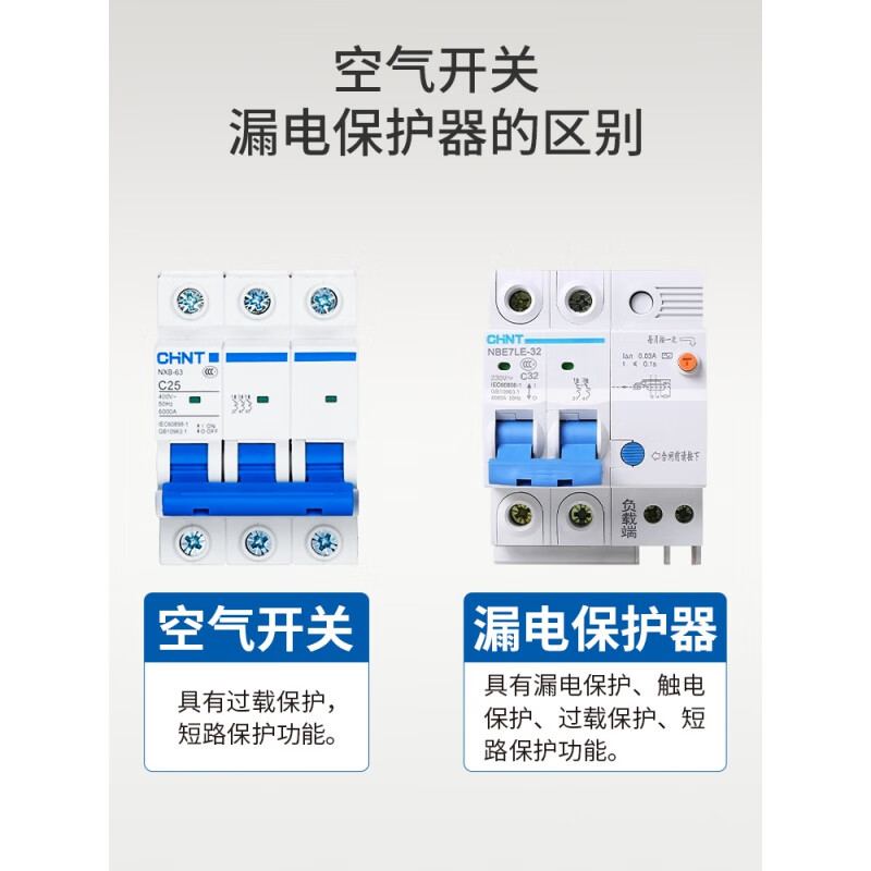 正泰 双极空开 NXB-63-2P-C32A高清大图