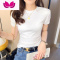 七斓正肩白色t恤女短袖修身气质韩版时尚小众内搭白衣上衣打底衫纯色