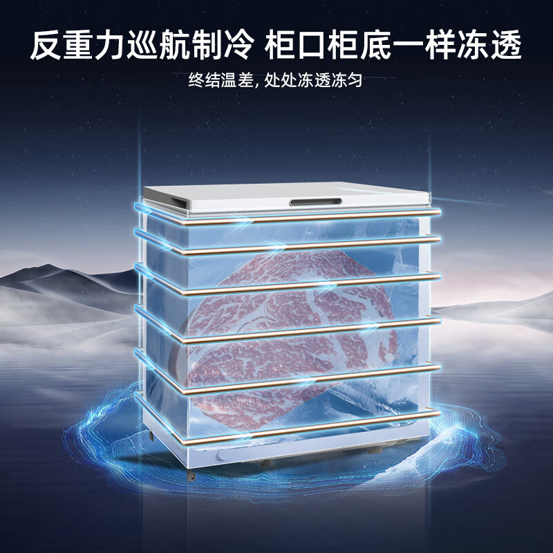 美菱(MELNG)冰柜201升卧式顶开门家用冷藏冷冻超薄小型单温冷柜一级大容量速冻断电保温小冰箱201DT白高清大图