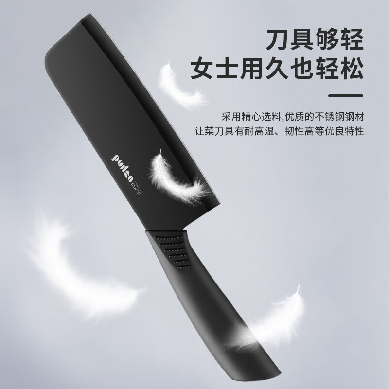 拜格(BAYCO)菜刀家用黑刃防锈不锈钢刀具厨师专用切片刀切肉刀单刀BD3207-B高清大图