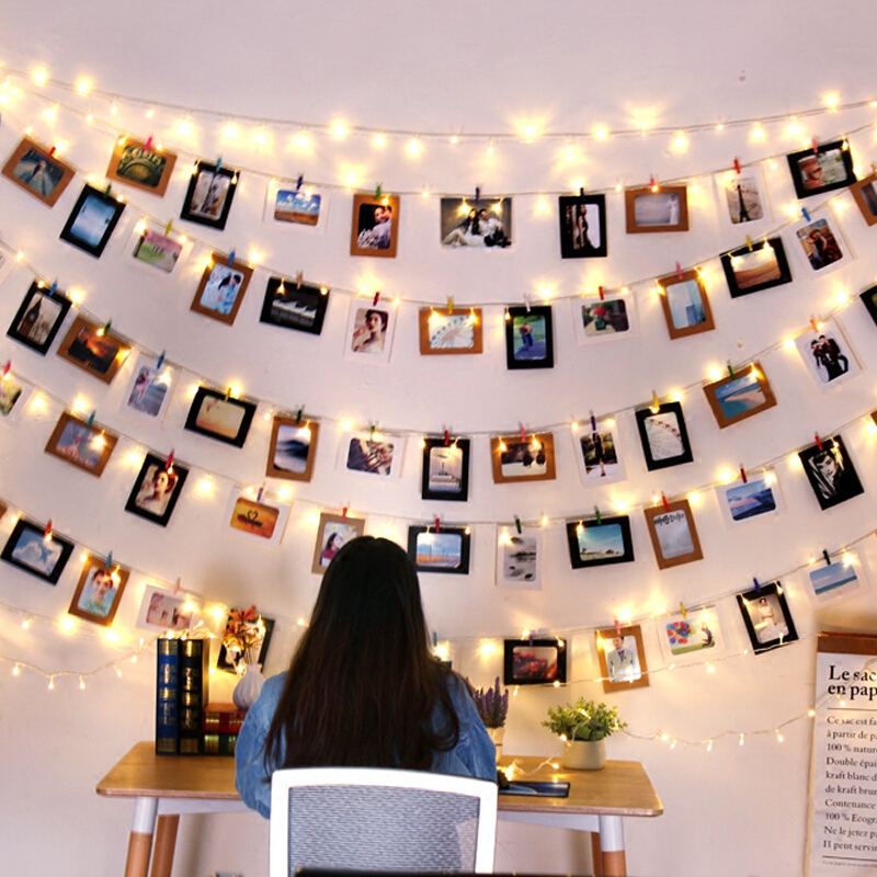 diy文艺led灯串照片墙少女心宿舍装饰悬挂手工