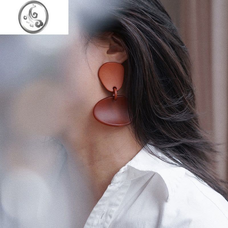 JiMi耳边铛153欧美红色高级感醋酸耳环不规则湖蓝色耳坠银针耳饰耳夹图片