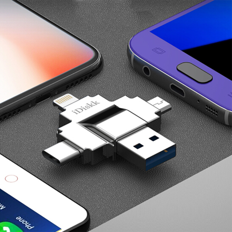 iDiskk苹果手机u盘MFi认证手机电脑两用otg/type-c四口iphone/ipad安卓扩容 四口U盘 64G高清大图
