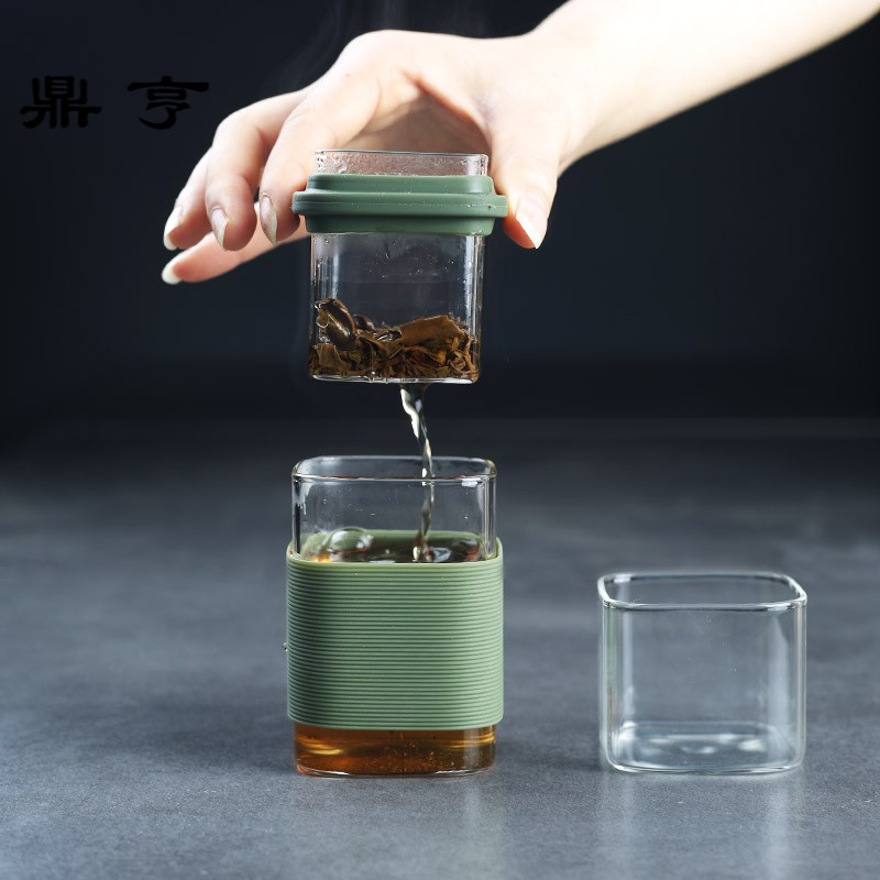 鼎亨耐热玻璃功夫茶具户外旅行茶杯便携过滤快客杯极简家用泡茶具