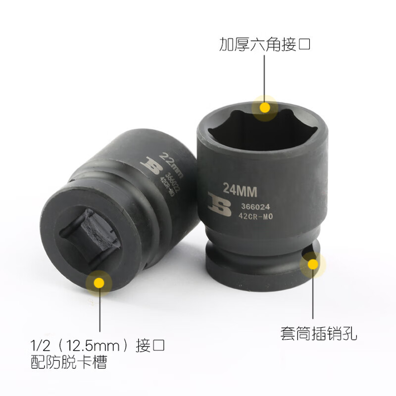 波斯(BOSi) BS366020 12.5mm系列风动短套筒20mm(12支装)高清大图