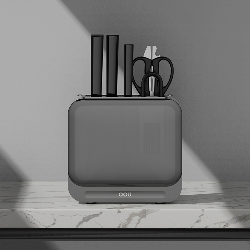 OOU! 黑刃Master系列抗菌七件套DJ0041 刀具套装家用厨房厨具砍骨刀切菜刀水果刀剪刀抗菌锋利!