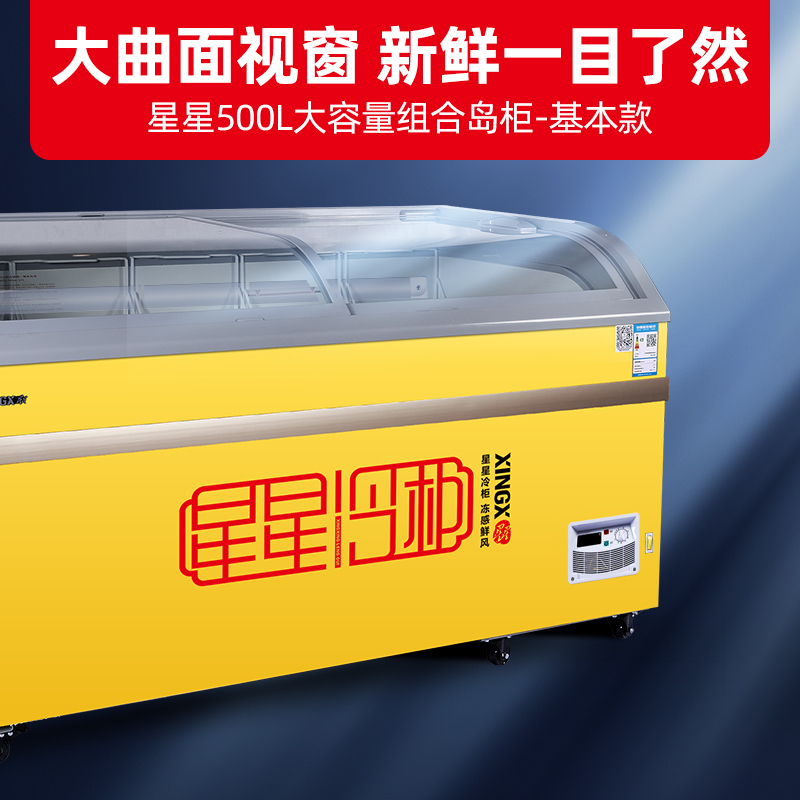 星星(XINGX) 商用展示柜 卧式冷柜 商用大容量 电子温显 冷藏冷冻转换柜 SD/SC-508BYE(黄)