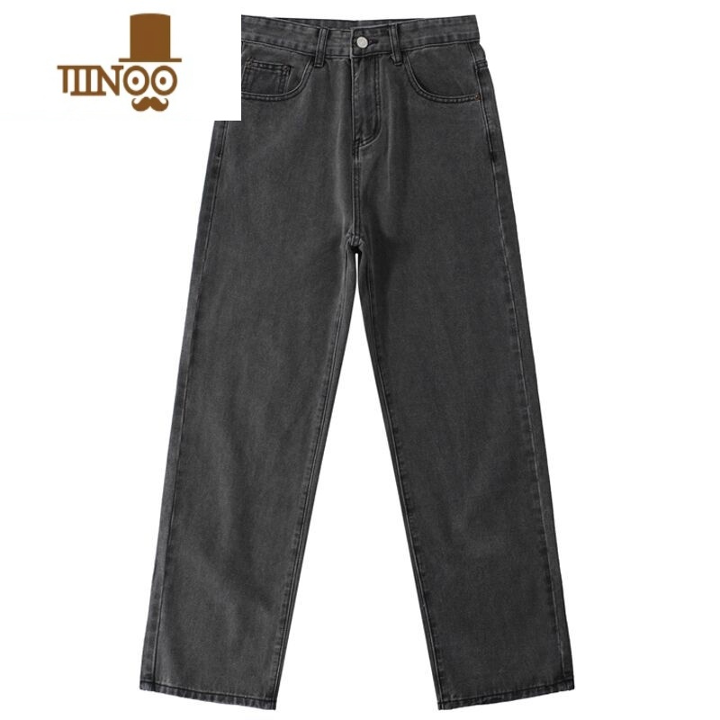 YANXU夏季浅蓝九分裤子男直筒宽松韩风2023新款复古九分阔腿松新0复高清大图