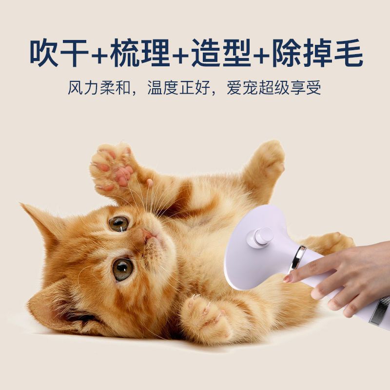 宠物洗澡神器烘干速干静音狗狗猫咪电吹风拉毛一体泰迪金毛吹毛梳 [基础款](一键除毛无吹风)