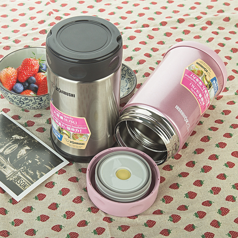 象印(ZO JIRUSHI)孕婴童焖烧杯SW-FCE75 进口304不锈钢真空焖烧杯保温壶正品750ml 亮粉色