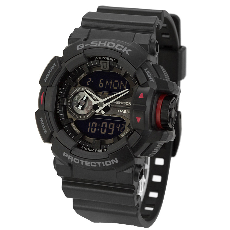 卡西欧(CASIO)手表 G-SHOCK系列 日历黑色 运动 200米防水 电子男士手表GA-400-1B