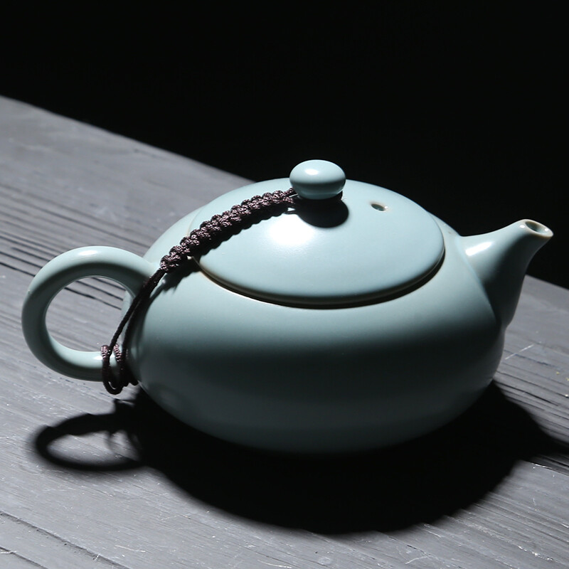 苏氏陶瓷/SUSHI CERAMICS J0101 汝窑茶具高品质富贵茶壶加盖碗整套礼盒装 (单位:盒)高清大图