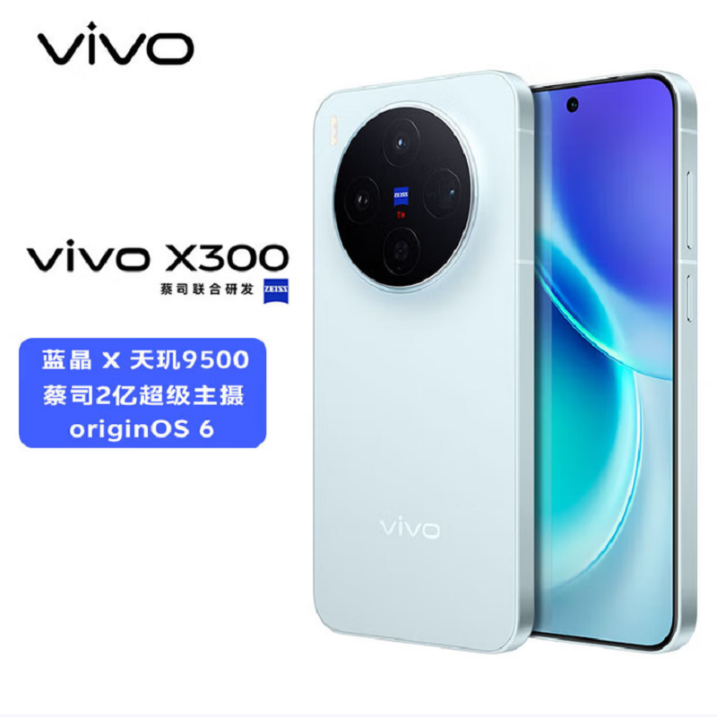 vivo X300 自在蓝 16GB+512GB 蓝晶×天玑9500芯 大电池 90W快充 支持无线充电 蔡司超级潜望长焦 拍照 AI手机高清大图