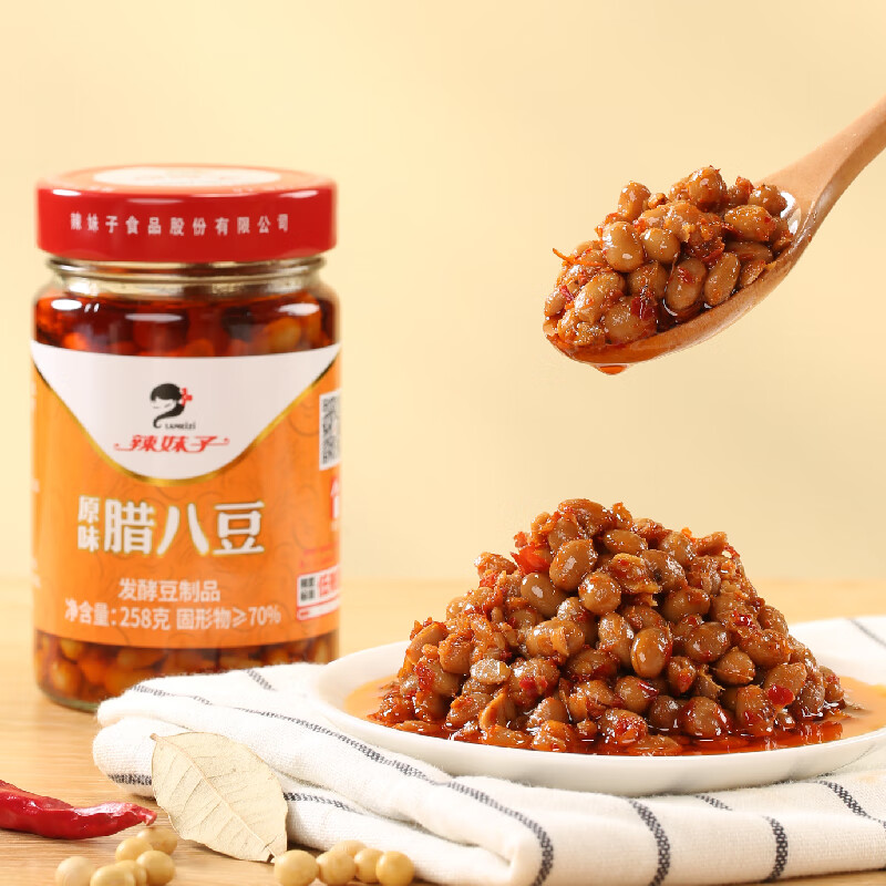 辣妹子腊八豆香辣瓶装 酱豆子湖南特产下饭菜258g高清大图