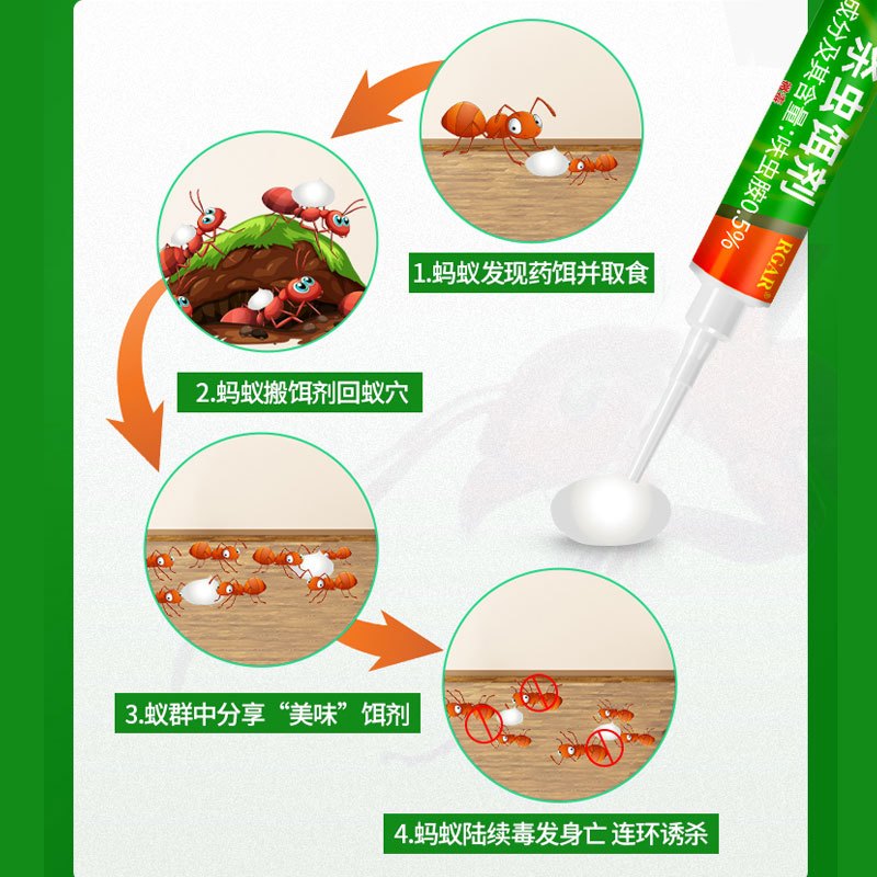 蚂蚁药家用室内外灭杀蚁一除净厨房卧室大小端蚂蚁窝非无毒饵剂