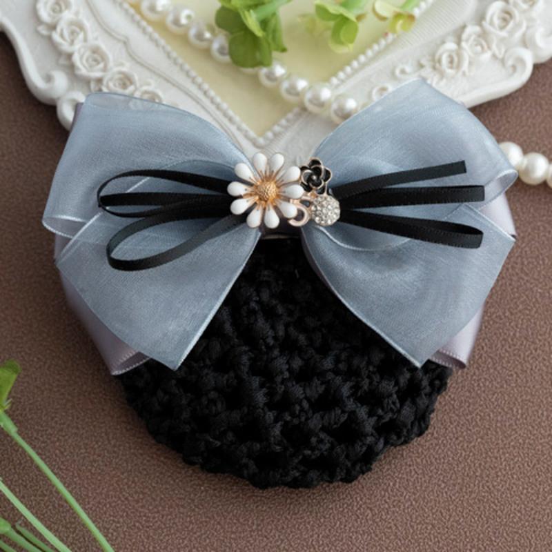 职业头花带网兜发夹发网布艺简约顶夹空姐护士发套工作头饰品1号