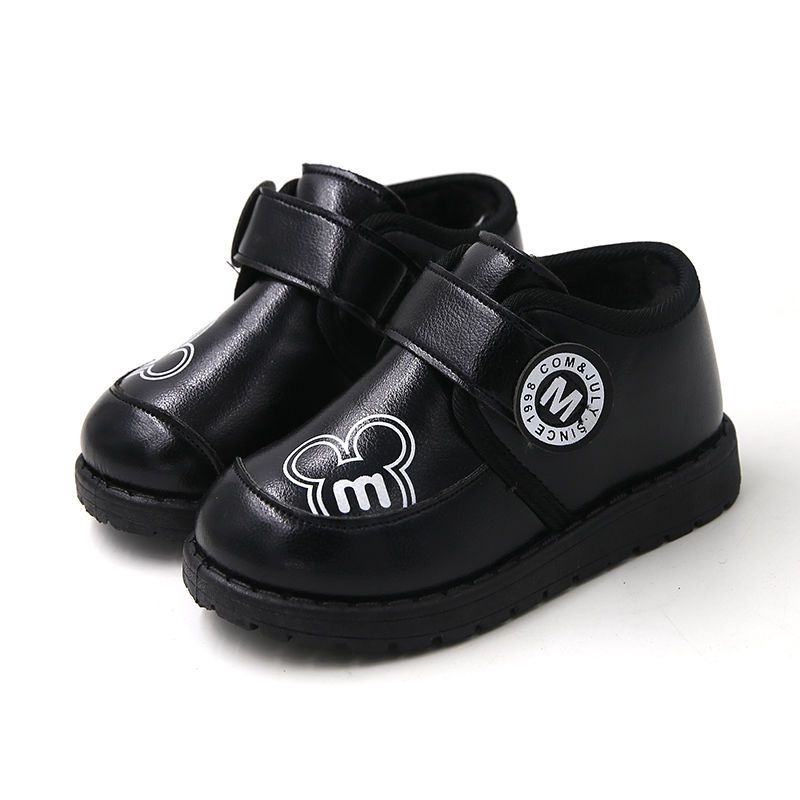 促销大笨熊大棉鞋冬季防滑男童棉鞋女童短靴软底舒适保暖加绒好宝宝鞋