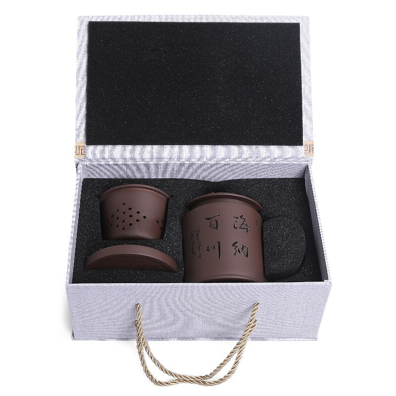 金镶玉 海纳百川四件套紫砂杯 宜兴原矿紫砂茶杯泡茶杯茶水分离杯茶缸功夫茶具 480ml高清大图