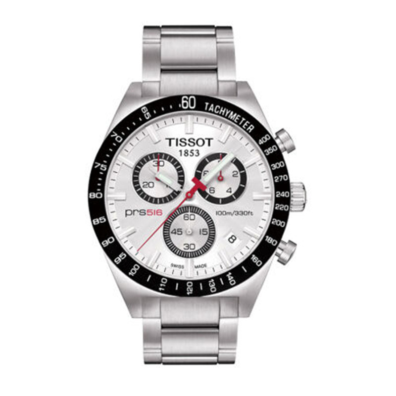 天梭(TISSOT)钢带手表 律驰516系列多功能石英表男表三眼夜光男士手表 T044.417.21.051.00