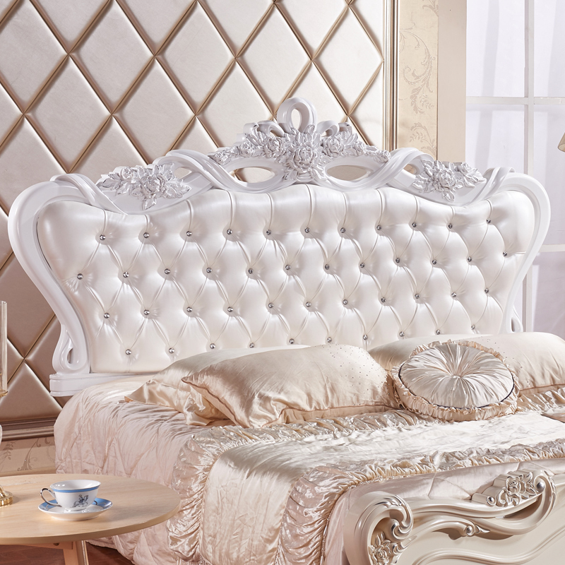 艺可恩欧式床头软包靠背板公主双人18米皮艺床头靠背板单买落地视频