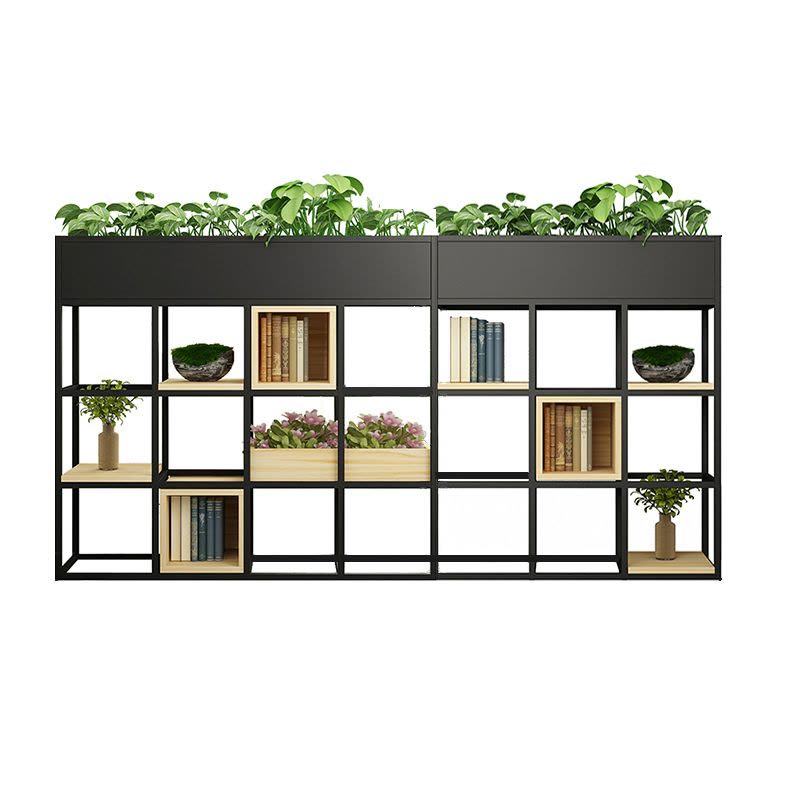 易企采 25*210*110CM 办公室铁艺花槽架屏风隔断置物架餐厅隔断围栏绿植花架隔断柜图片