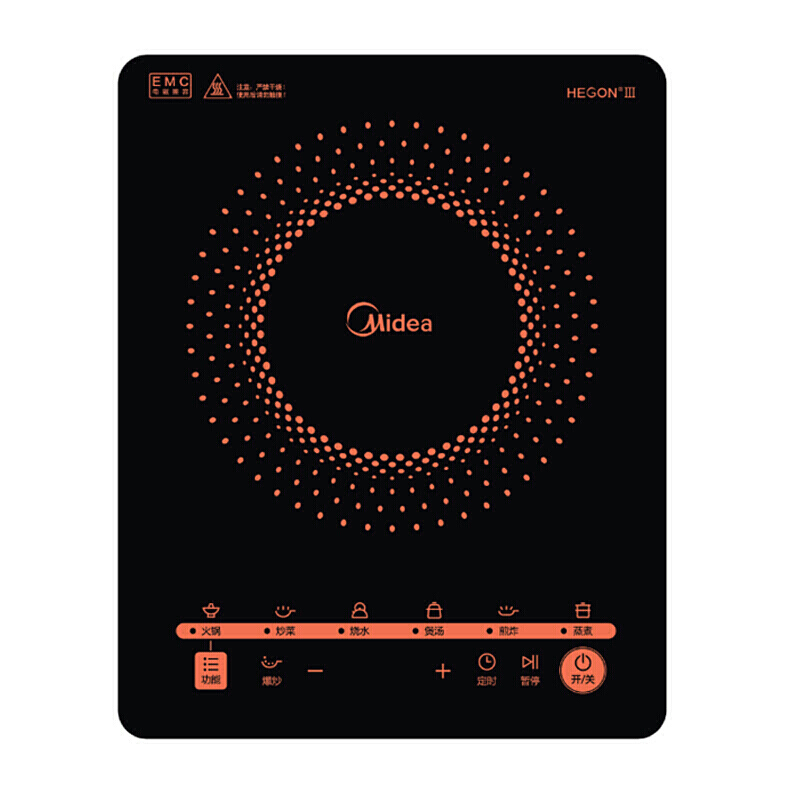 美的(Midea)电磁炉RT2171多功能大功率一键爆炒 触控黑晶面板 智能暂停 4D防水C21-RT2171
