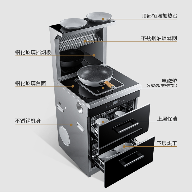 欧诚集成灶消毒柜一体灶 450mm单眼灶小户型烟灶套装一体机