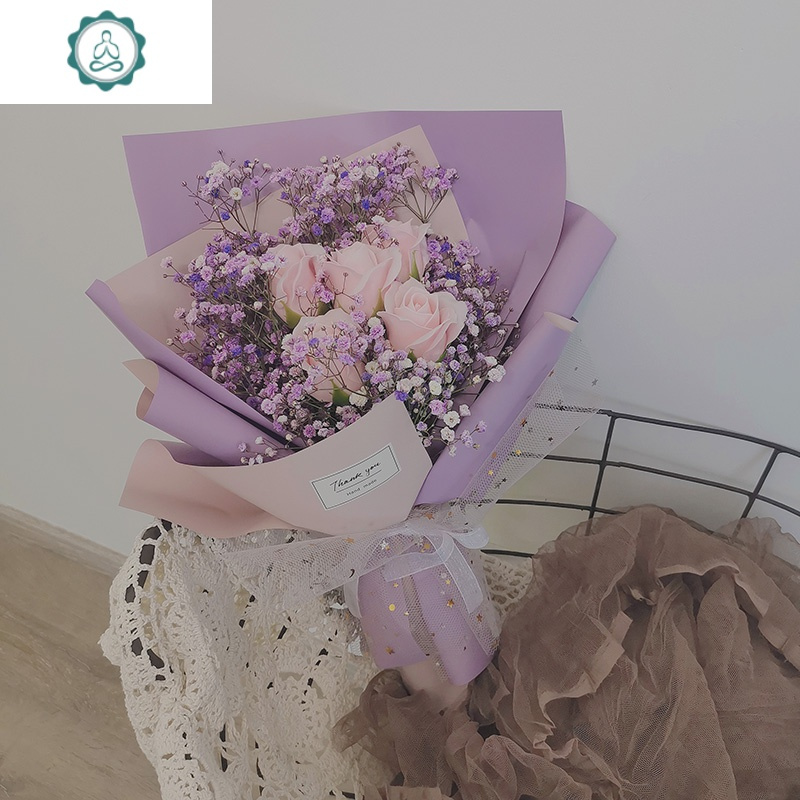 满天星干花小花束永生花真花大束毕业生日送女友闺蜜520花束 封后