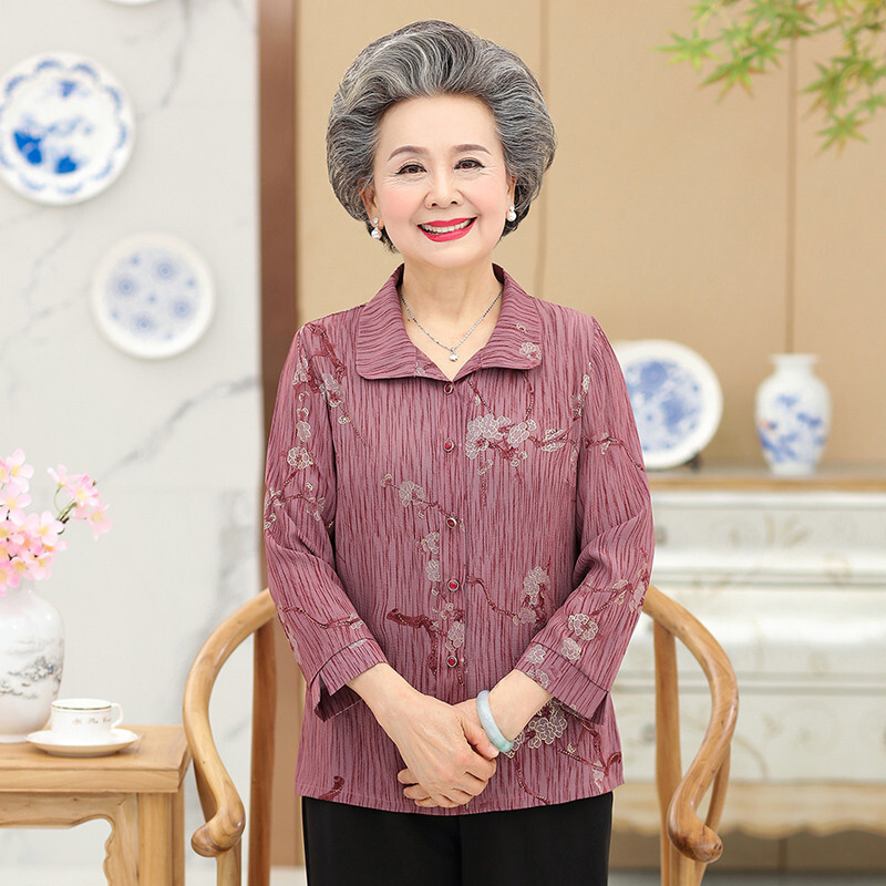 中老年人春秋薄外套女6070岁妈妈服装奶奶装夏装套装老人衣服80