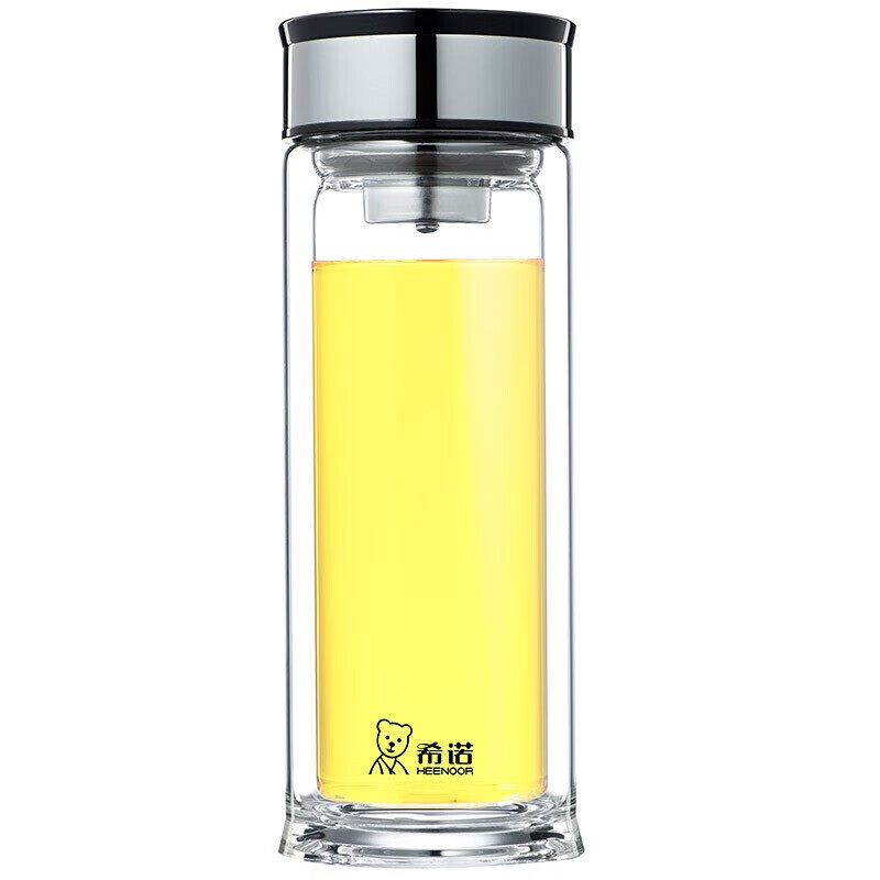 希诺双层玻璃杯男家用商务办公泡茶杯子高档车载水杯xn6902360ml视频