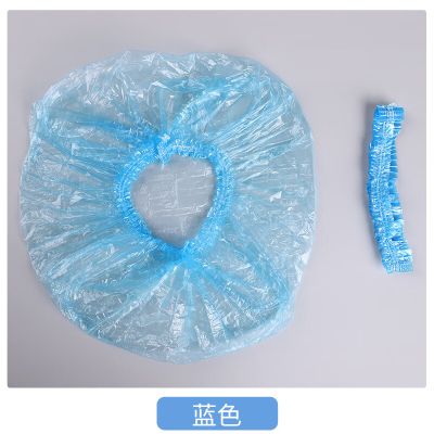 谋福 一次性浴帽 女防水防油烟 洗澡加厚焗油帽头套 加热染发裕帽 （蓝色） 1包100只