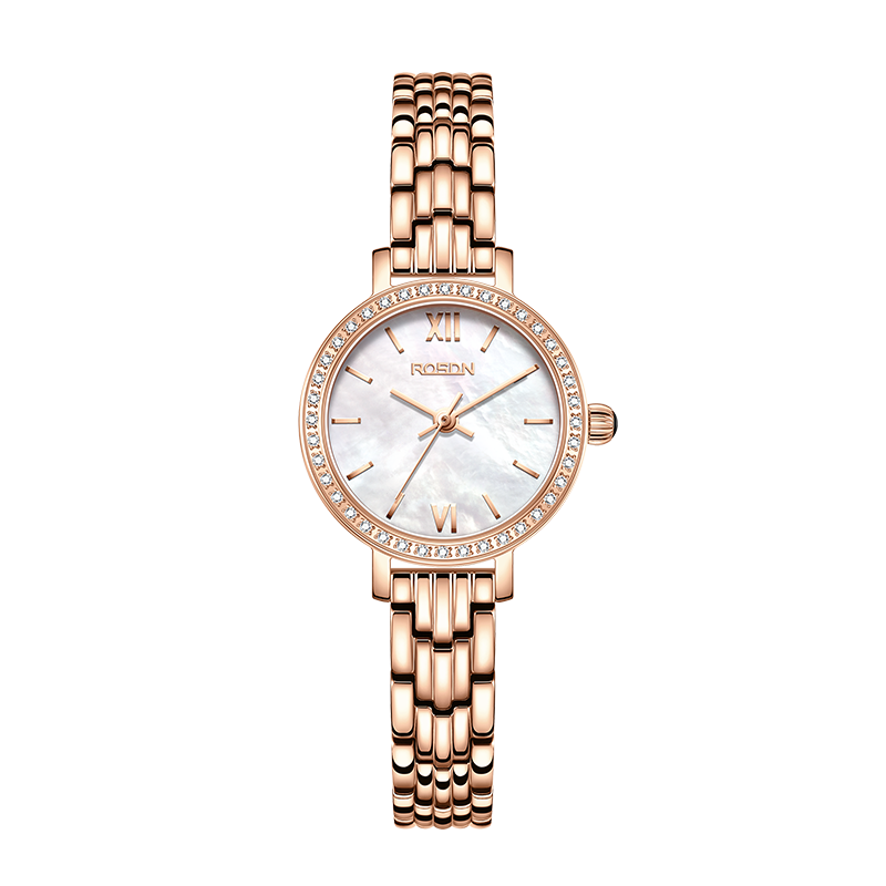 劳士顿(ROSDN)手表女士正品石英表日历防水时尚休闲薄款大气镶钻小巧学生女表L3748