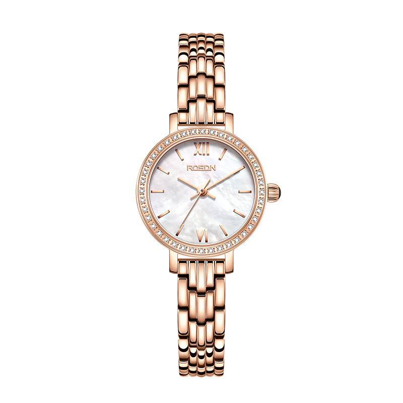 劳士顿(ROSDN)手表女士正品石英表日历防水时尚休闲薄款大气镶钻小巧学生女表L3748