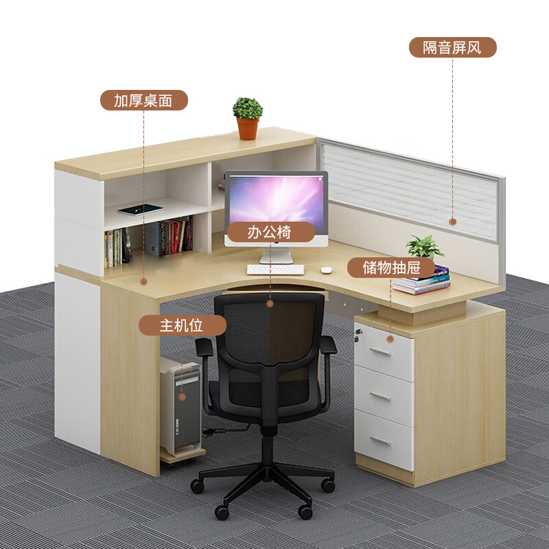 域赢屏风办公桌职员办公桌现代隔断员工位电脑桌工作卡位干字型6人位高清大图