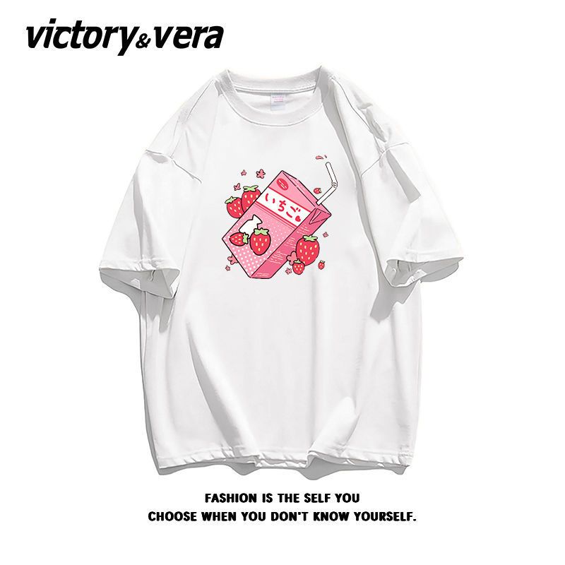 VICTORYVERA小清新软糯甜美短袖t恤夏季100%纯棉甜辣盐系原宿风潮