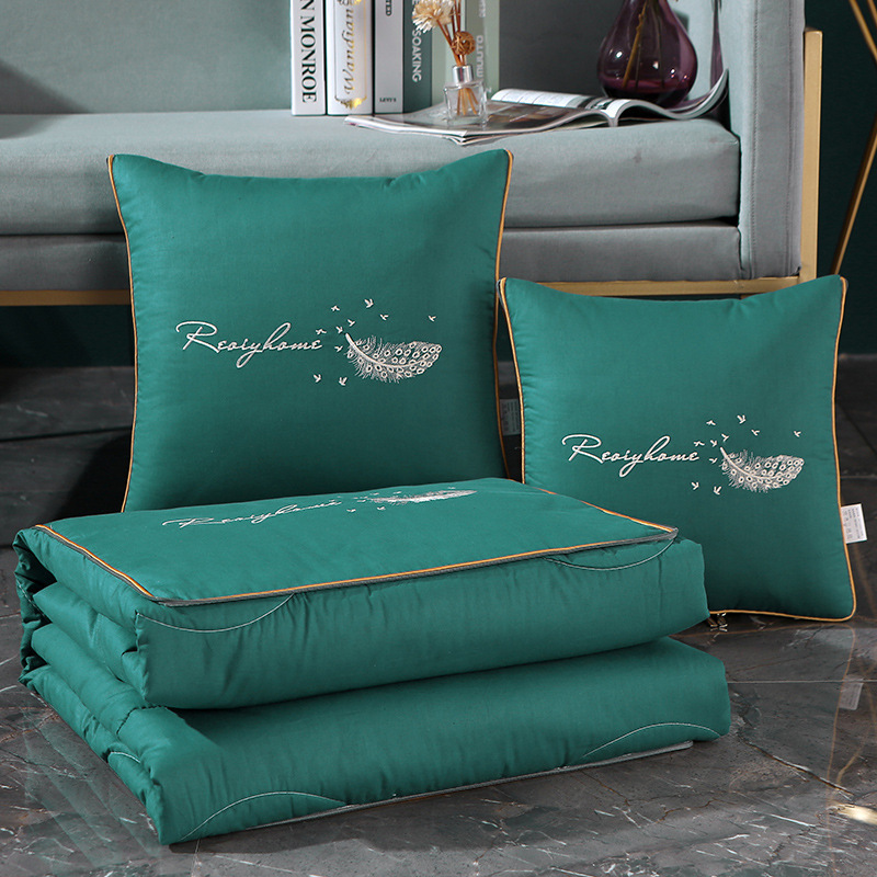 新款13372加密全棉羽毛款多功能抱枕被纯棉靠垫被中号礼品