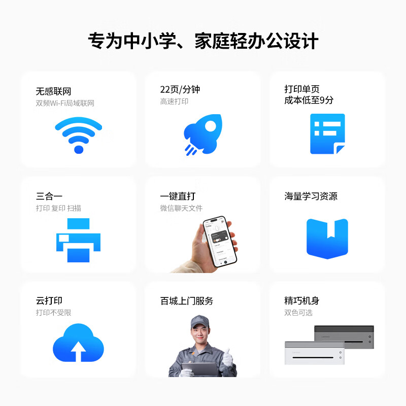 联想小新熊猫Panda黑白激光智慧多功能一体机Pro(西岭白)M7328W高清大图